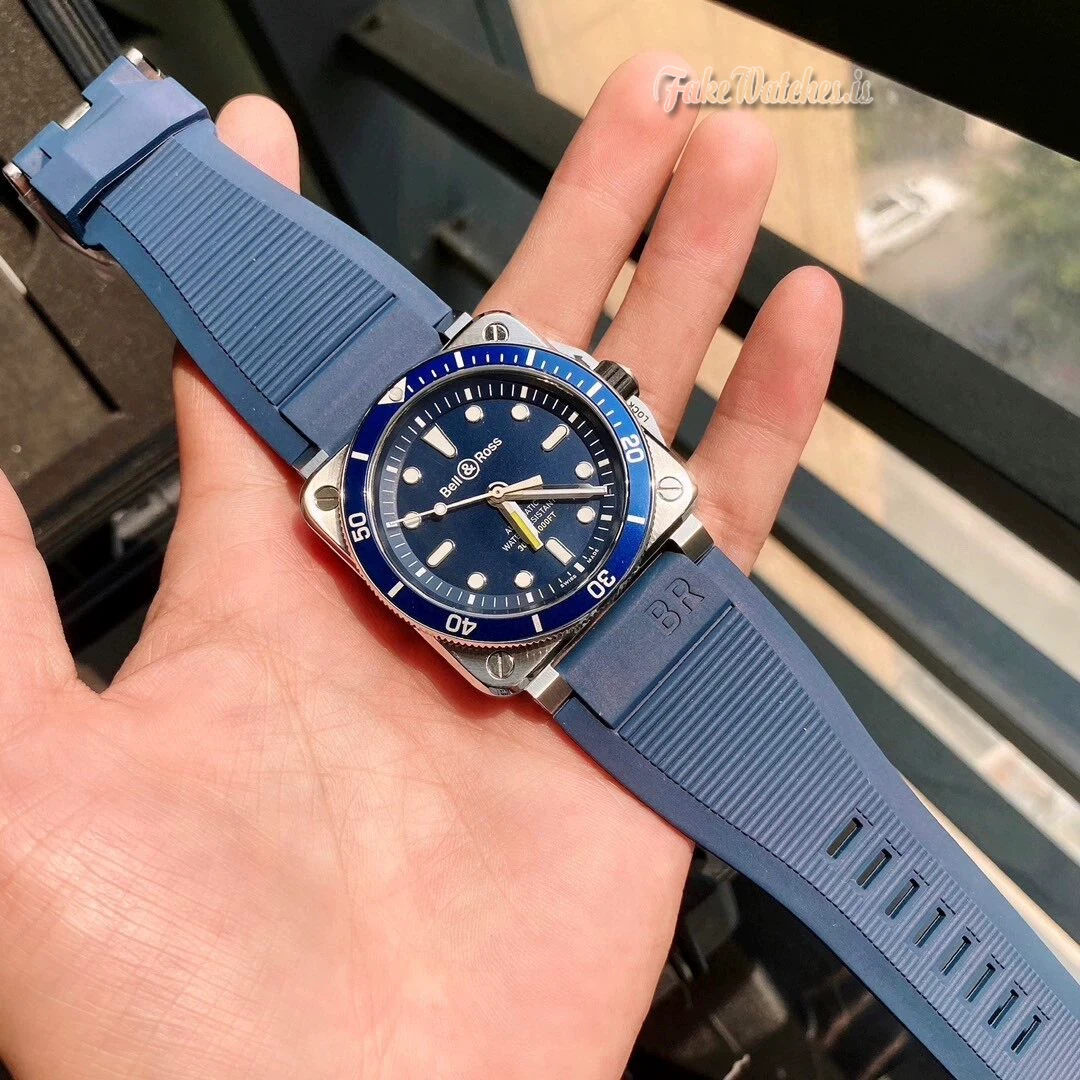 Bell Ross BR 03 92 Diver Automatic Blue Dial Stainless Steel Square Case 42mm Rubber Strap Mens Watch - Image 2