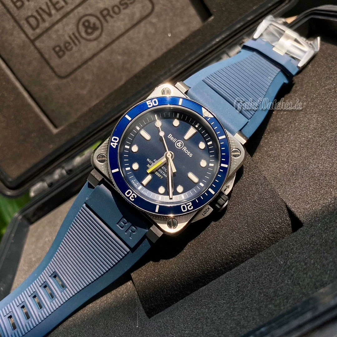 Bell Ross BR 03 92 Diver Automatic Blue Dial Stainless Steel Square Case 42mm Rubber Strap Mens Watch - Image 3