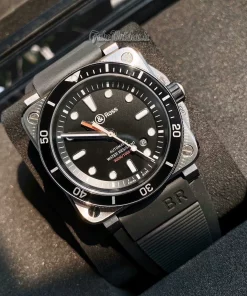 Bell Ross BR 03 92 Diver Automatic Blue Dial Stainless Steel Square Case 42mm Rubber Strap Mens Watch