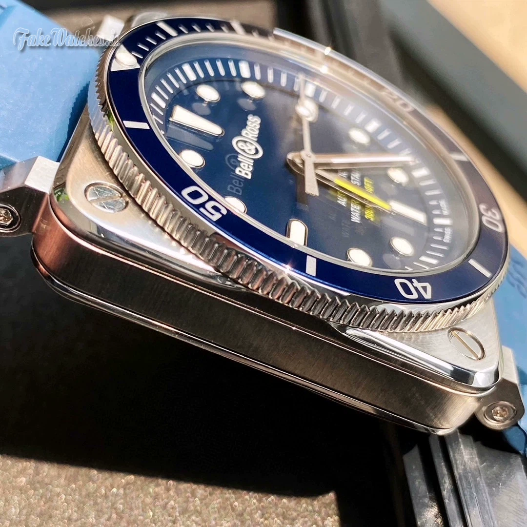 Bell Ross BR 03 92 Diver Automatic Blue Dial Stainless Steel Square Case 42mm Rubber Strap Mens Watch - Image 7