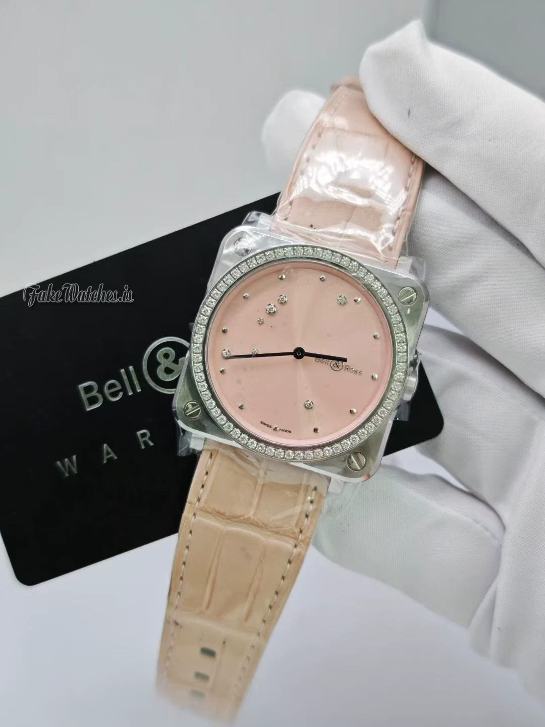 Bell Ross BR S Pink Diamond Eagle Quartz 39mm Stainless Steel Diamond Bezel Ladies Watch BRS-EP-ST-LGD SCR - Image 2