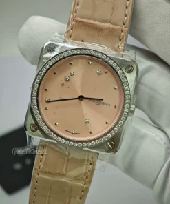 Bell Ross BR S Pink Diamond Eagle Quartz 39mm Stainless Steel Diamond Bezel Ladies Watch BRS-EP-ST-LGD SCR