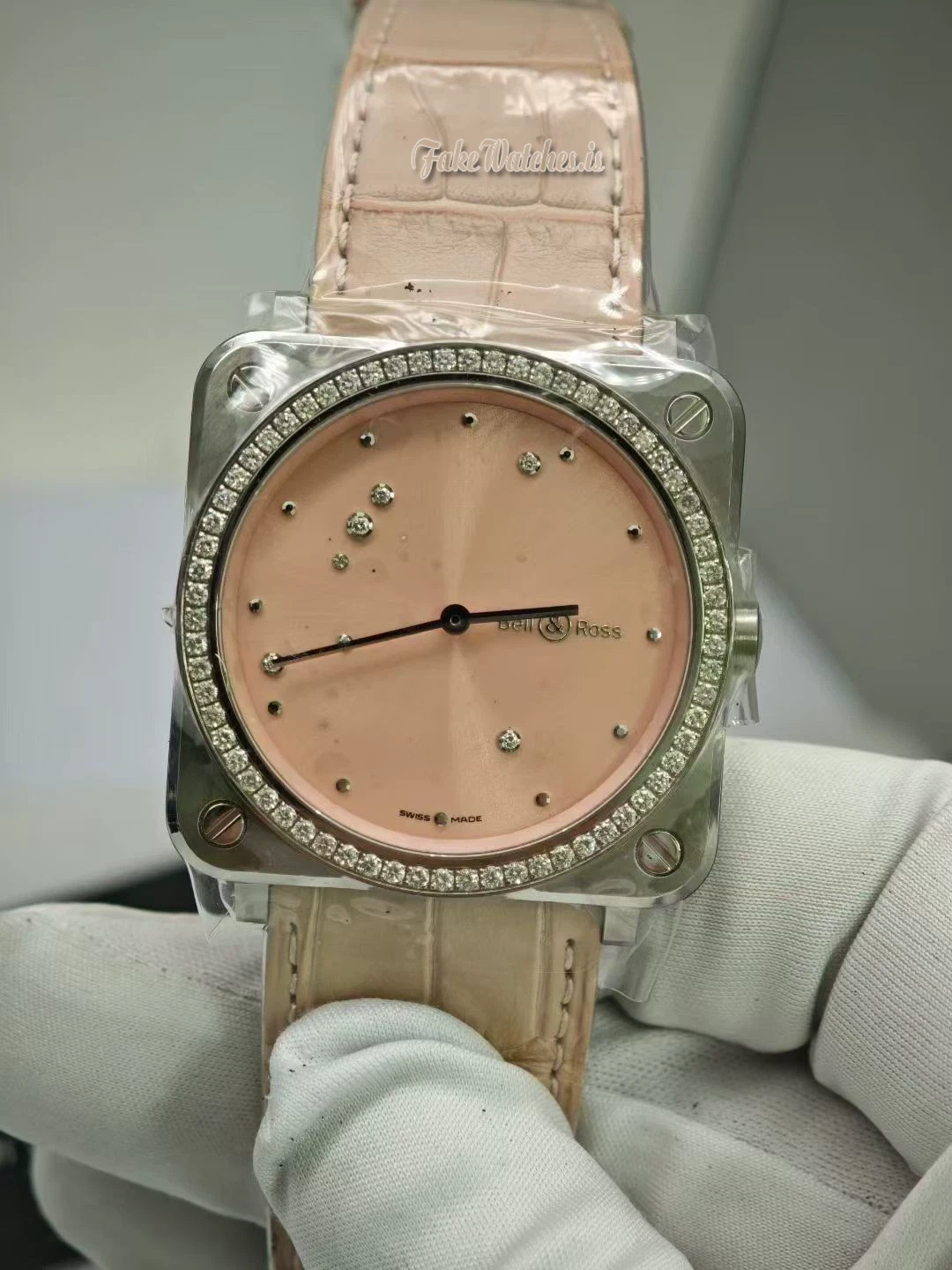 Bell Ross BR S Pink Diamond Eagle Quartz 39mm Stainless Steel Diamond Bezel Ladies Watch BRS-EP-ST-LGD SCR - Image 5