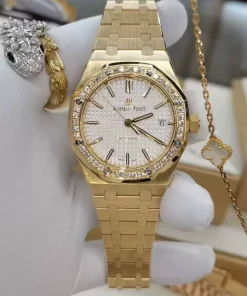 Audemars Piguet Royal Oak 37mm 15451OR Rose Gold Diamond Bezel Silver Dial Automatic Watch 15451OR.OO.1256OR.01