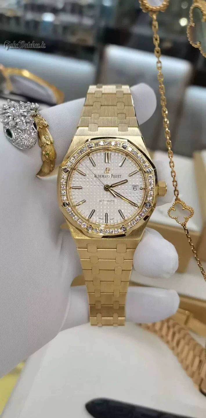 Audemars Piguet Royal Oak 37mm 15451OR Rose Gold Diamond Bezel Silver Dial Automatic Watch 15451OR.OO.1256OR.01