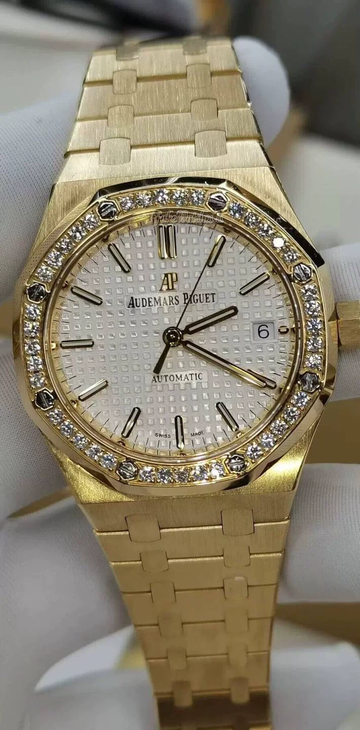 Audemars Piguet Royal Oak 37mm 15451OR Rose Gold Diamond Bezel Silver Dial Automatic Watch 15451OR.OO.1256OR.01 - Image 3